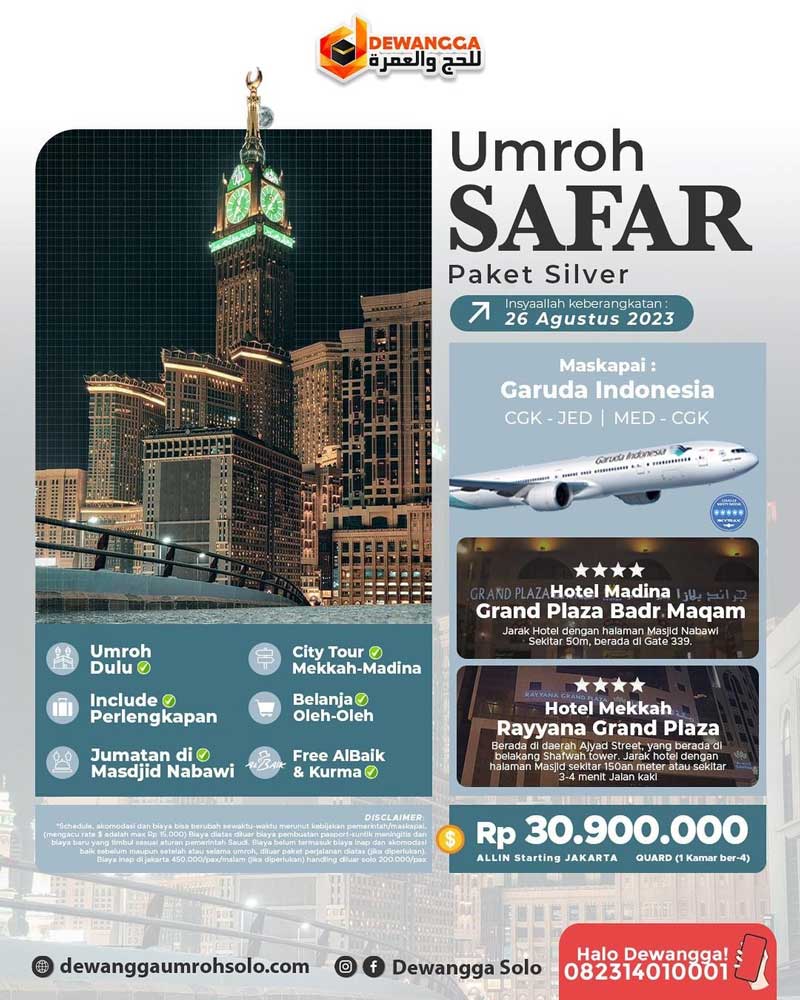 Paket Umroh Safar Terbaru - 26 Agustus 2023